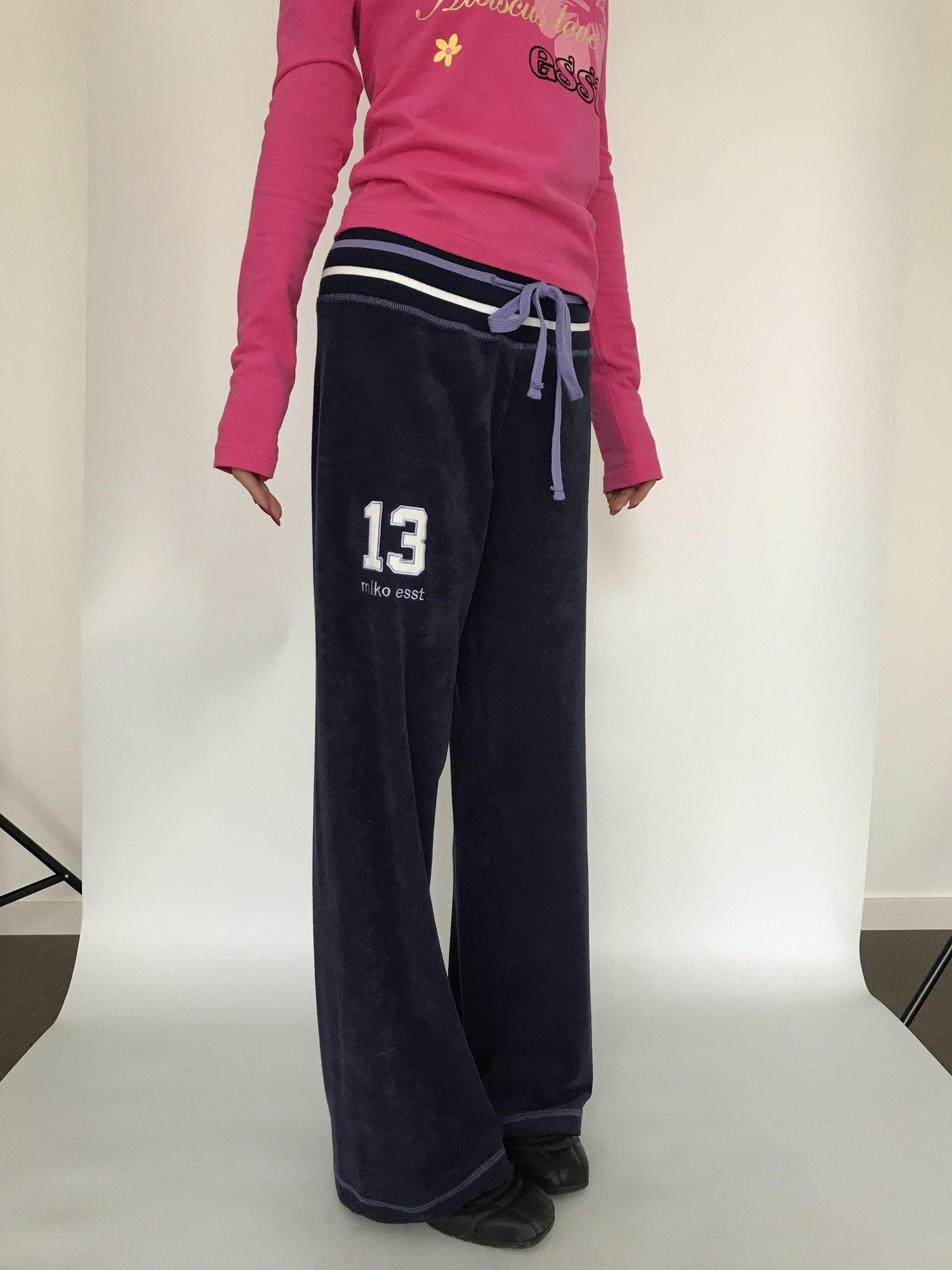 Miko esst Retro Asymmetric Straight Relaxed Low Waist Women's Cotton Sweatpants