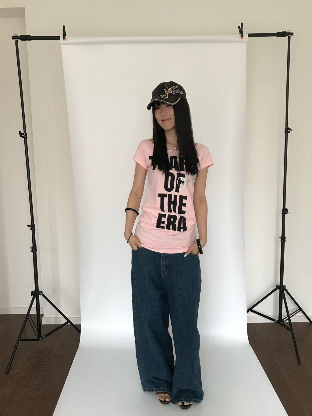 Miko esst Tear Print Rhinestone Slim Fit Women's Short Sleeve T-shirts