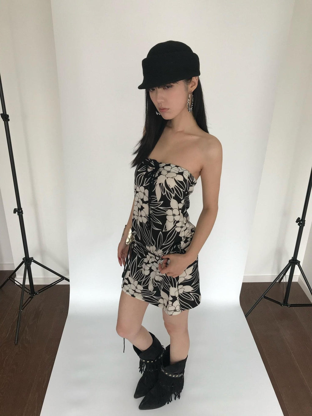 Miko esst Tropical Floral Allover Layered Halter Women's Strapless Midi Dresses