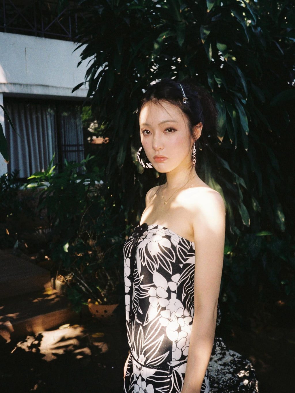 Miko esst Tropical Floral Allover Layered Halter Women's Strapless Midi Dresses