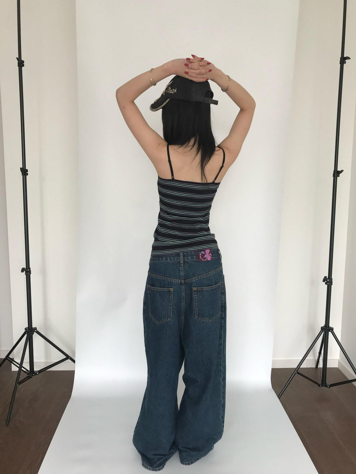 Miko esst Vintage Striped Colorblock V-neck Slim Fit Side Coverage Women's Camisoles