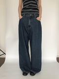 Miko esst Vintage Washed Low Rise Retro Baggy Women's Denim Wide-leg Jeans