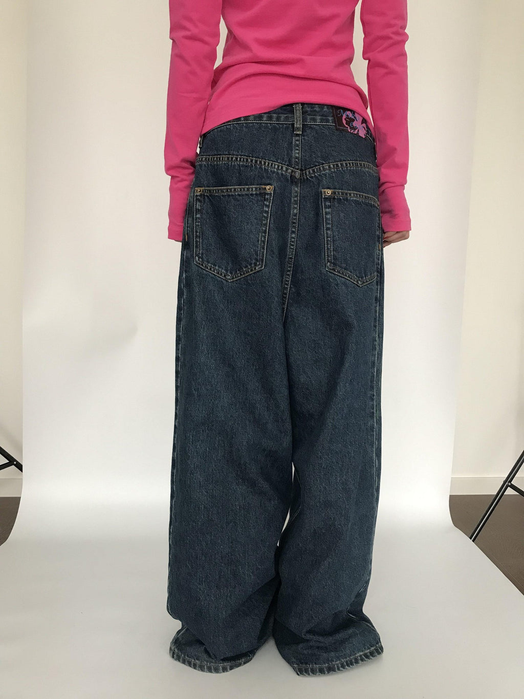Miko esst Vintage Washed Low Rise Retro Baggy Women's Denim Wide-leg Jeans