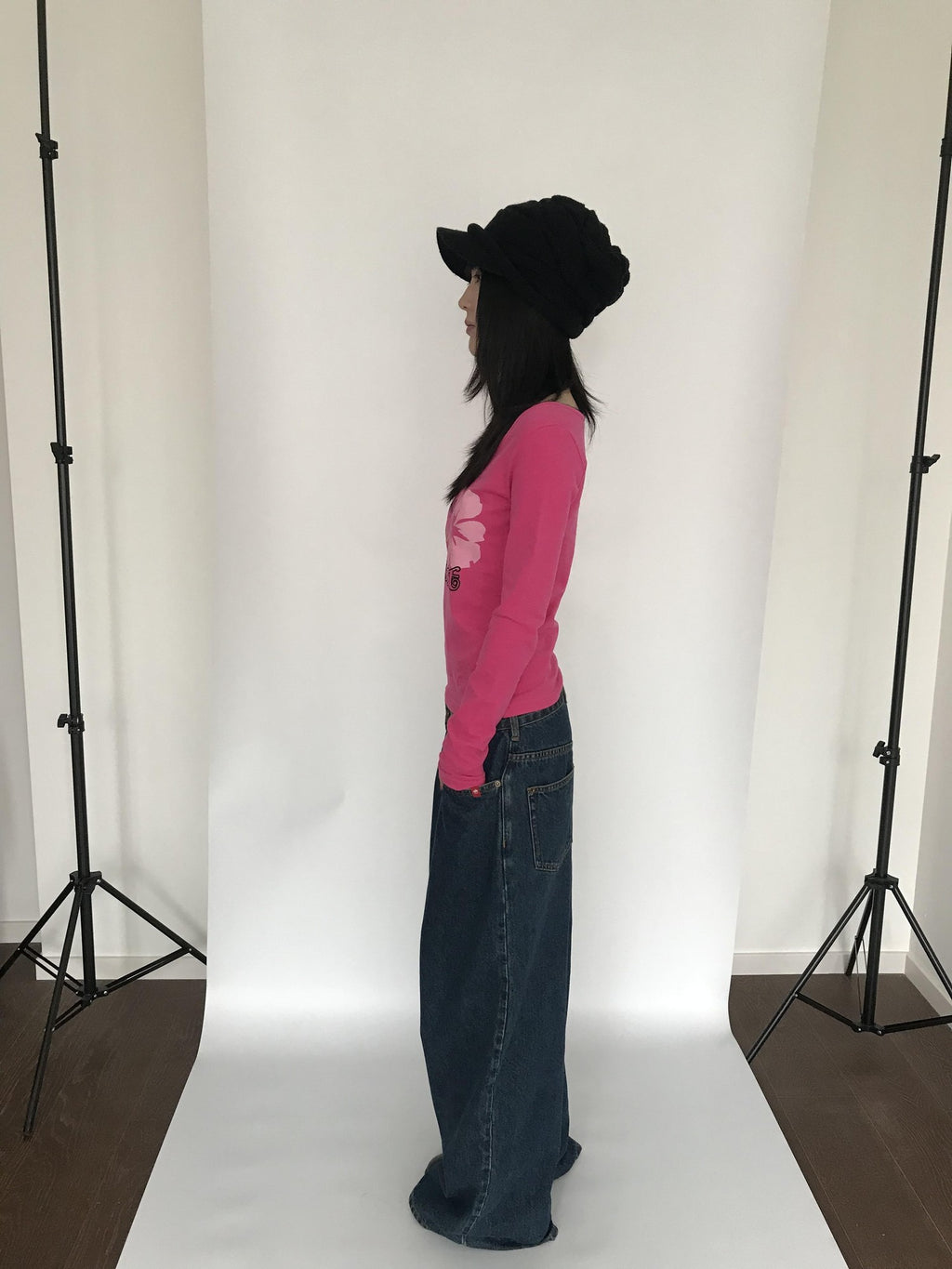 Miko esst Vintage Washed Low Rise Retro Baggy Women's Denim Wide-leg Jeans