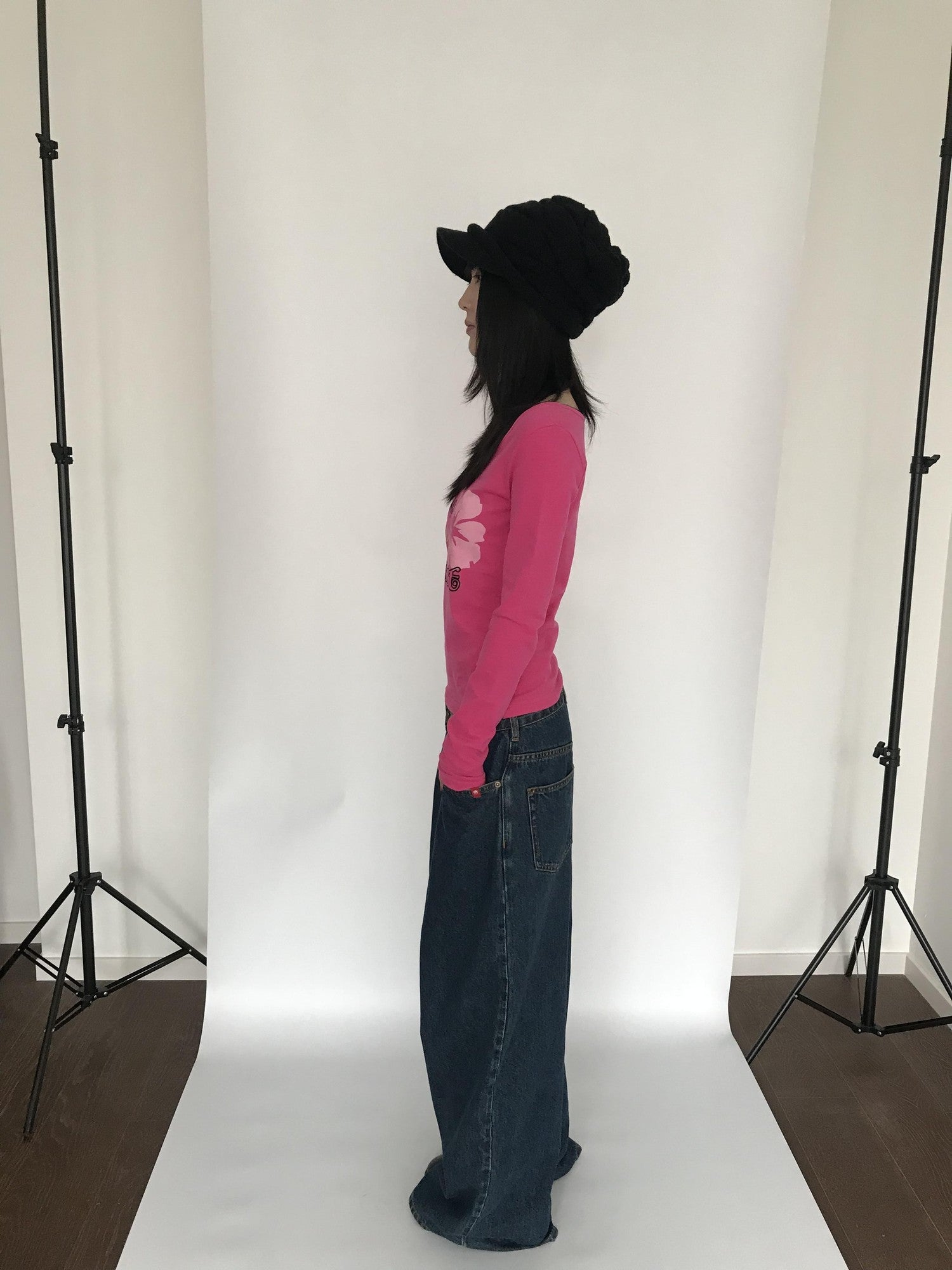 Miko esst Vintage Washed Low Rise Retro Baggy Women's Denim Wide-leg Jeans