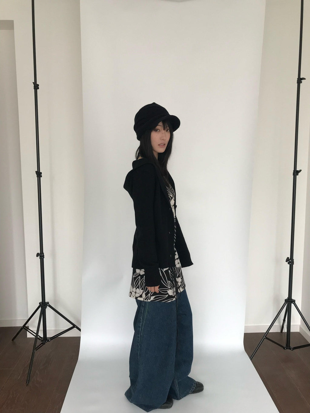 Miko esst Vintage Washed Low Rise Retro Baggy Women's Denim Wide-leg Jeans