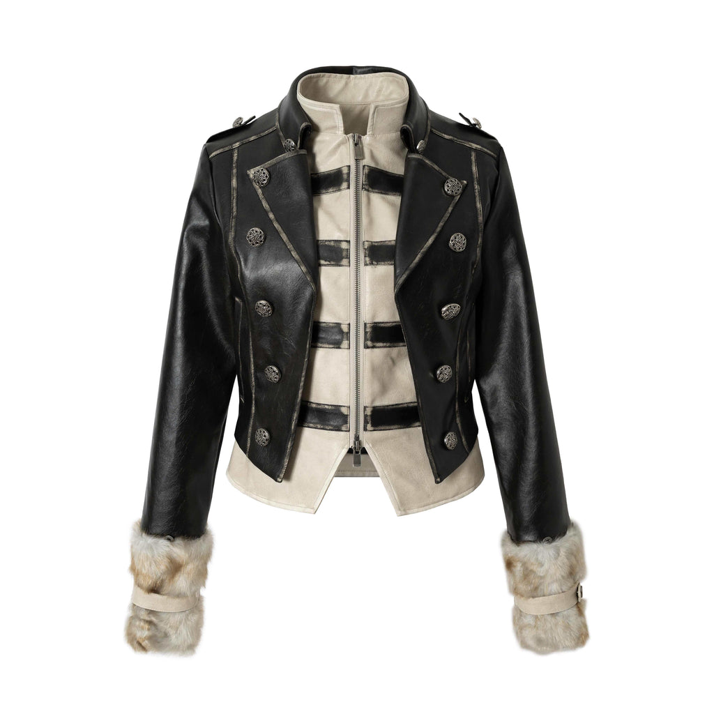 NO_ROMANCE_Colorblock_Street_Cropped_Zip_Long_Sleeve_Women_Washed_Black_Casual_Jackets_MISSTT