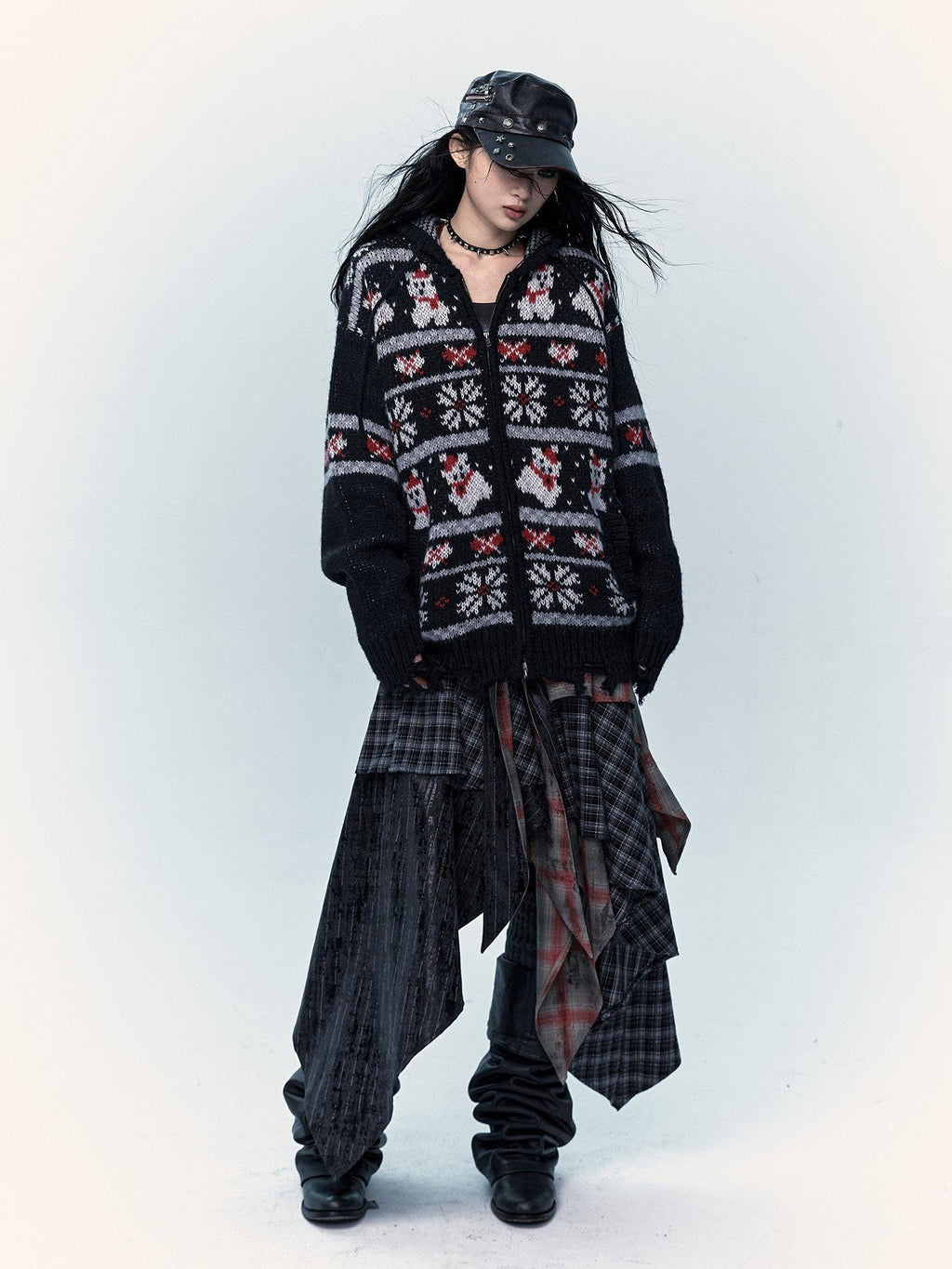 NO ROMANCE Cozy Hooded Zip Up Loose Streetwear Knit Cartoon Anime Youth Cardigans