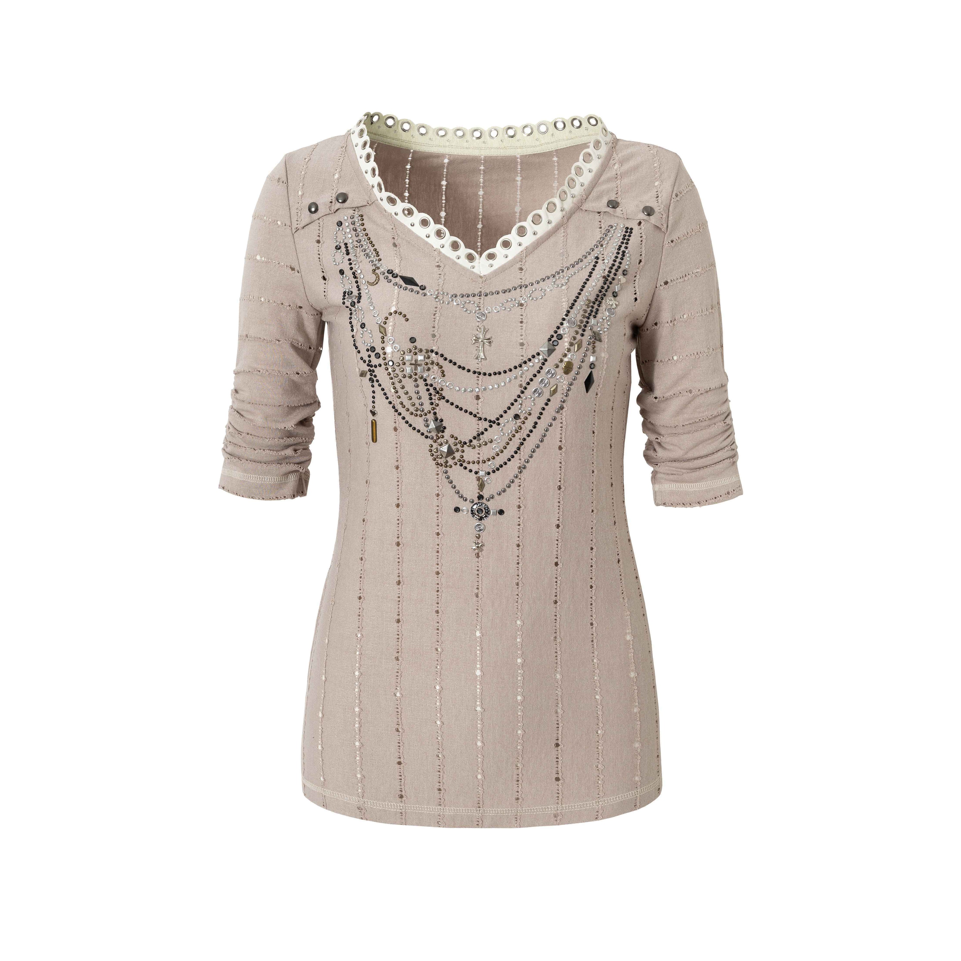NO_ROMANCE_Creative_Geometric_Punk_Slim_Fit_Vneck_Women_Blush_Grey_Long_Sleeve_T-Shirts_MISSTT