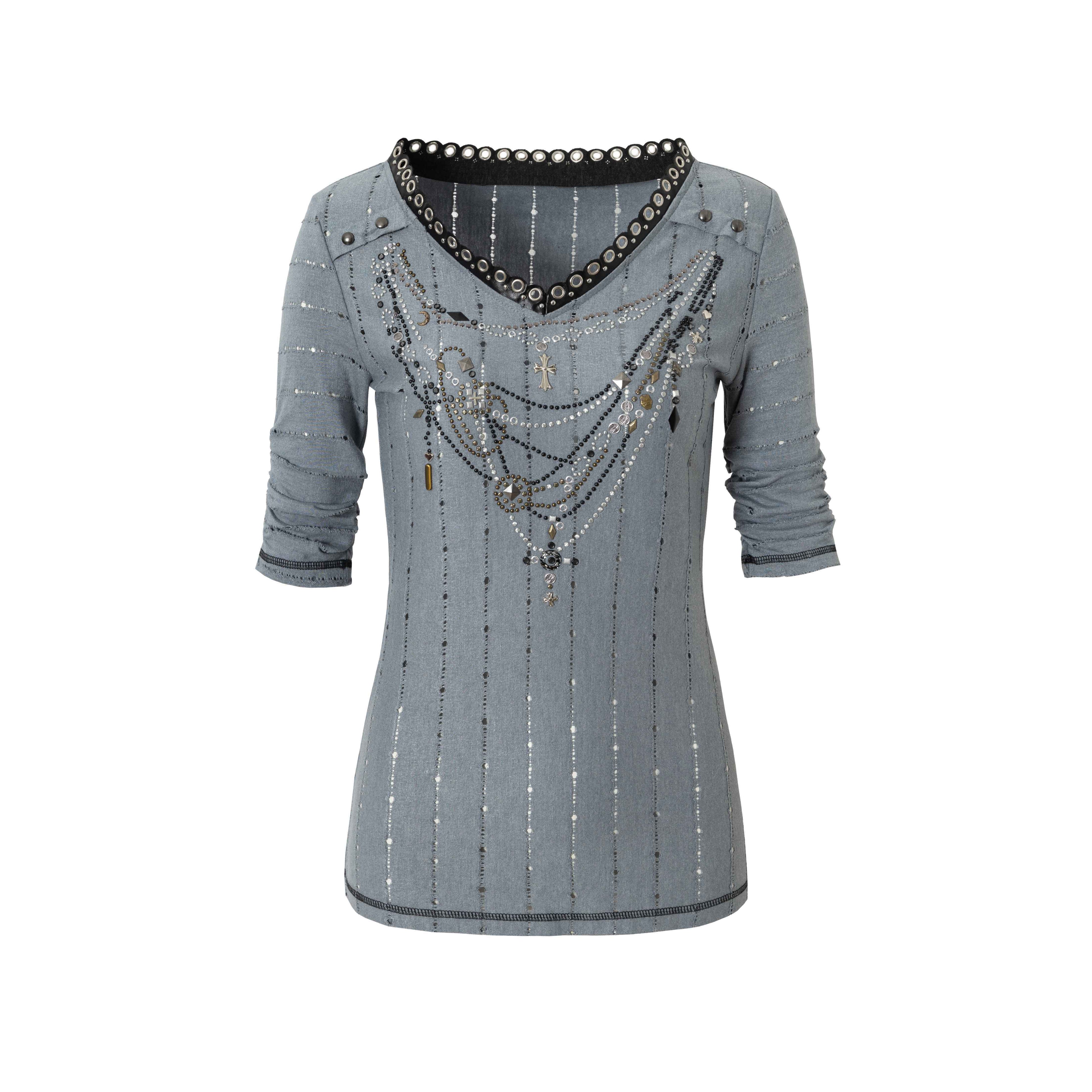 NO_ROMANCE_Creative_Geometric_Punk_Slim_Fit_Vneck_Women_Blush_Grey_Long_Sleeve_T-Shirts_MISSTT