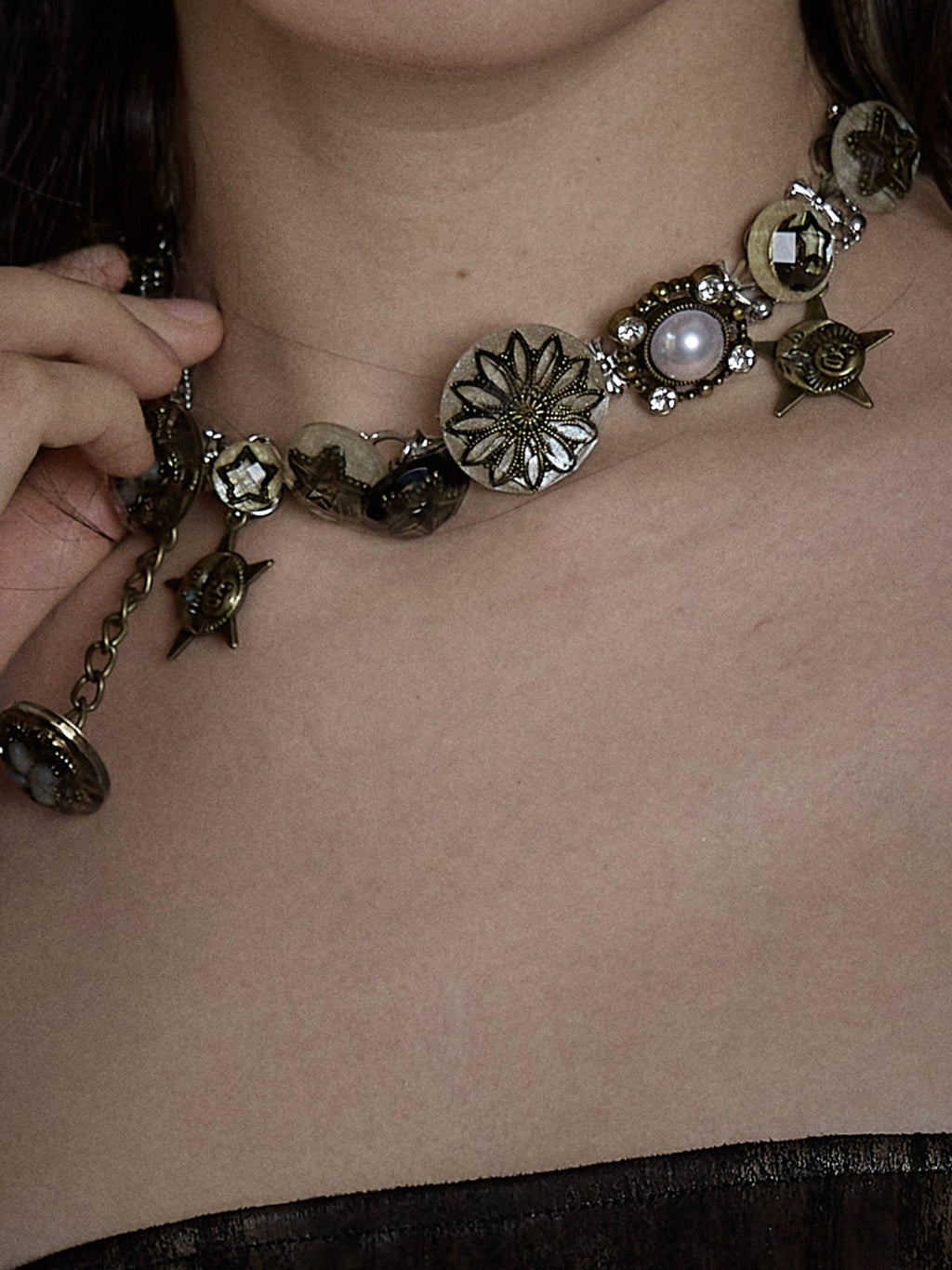 NO ROMANCE Dainty Titanium Steel Celestial Original Mixed Chain Clavicle Necklaces
