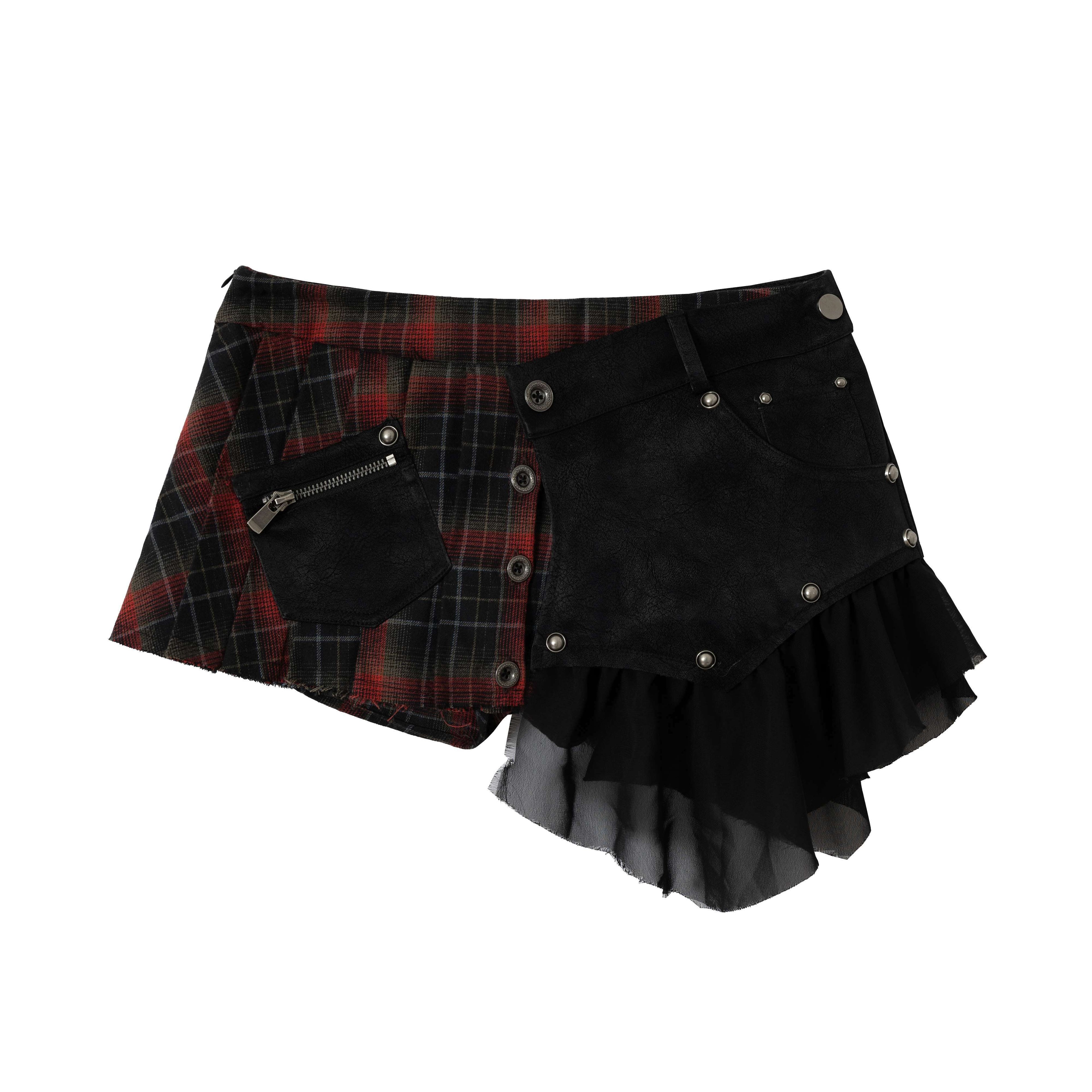 NO_ROMANCE_Detachable_Punk_Pleated_Low_Waist_Casual_Citywalk_Women_Patchwork_Mini_Skirts_MISSTT