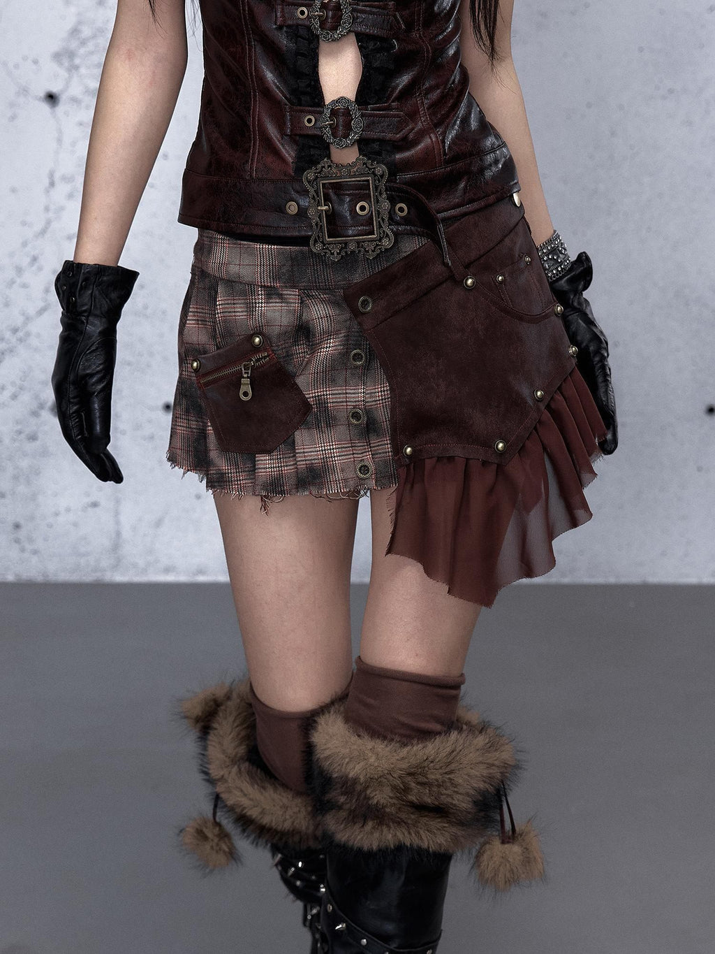 NO ROMANCE Detachable Punk Pleated Low Waist Casual Citywalk Women Patchwork Mini Skirts
