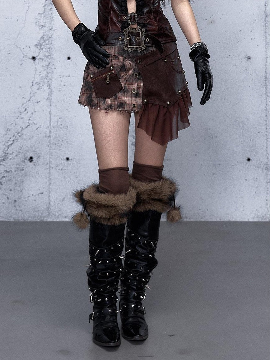 NO ROMANCE Detachable Punk Pleated Low Waist Casual Citywalk Women Patchwork Mini Skirts