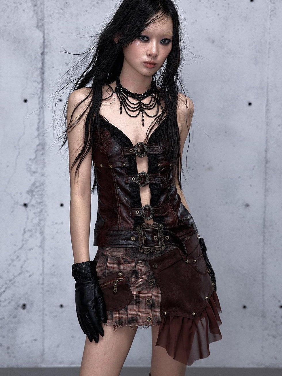NO ROMANCE Detachable Punk Pleated Low Waist Casual Citywalk Women Patchwork Mini Skirts