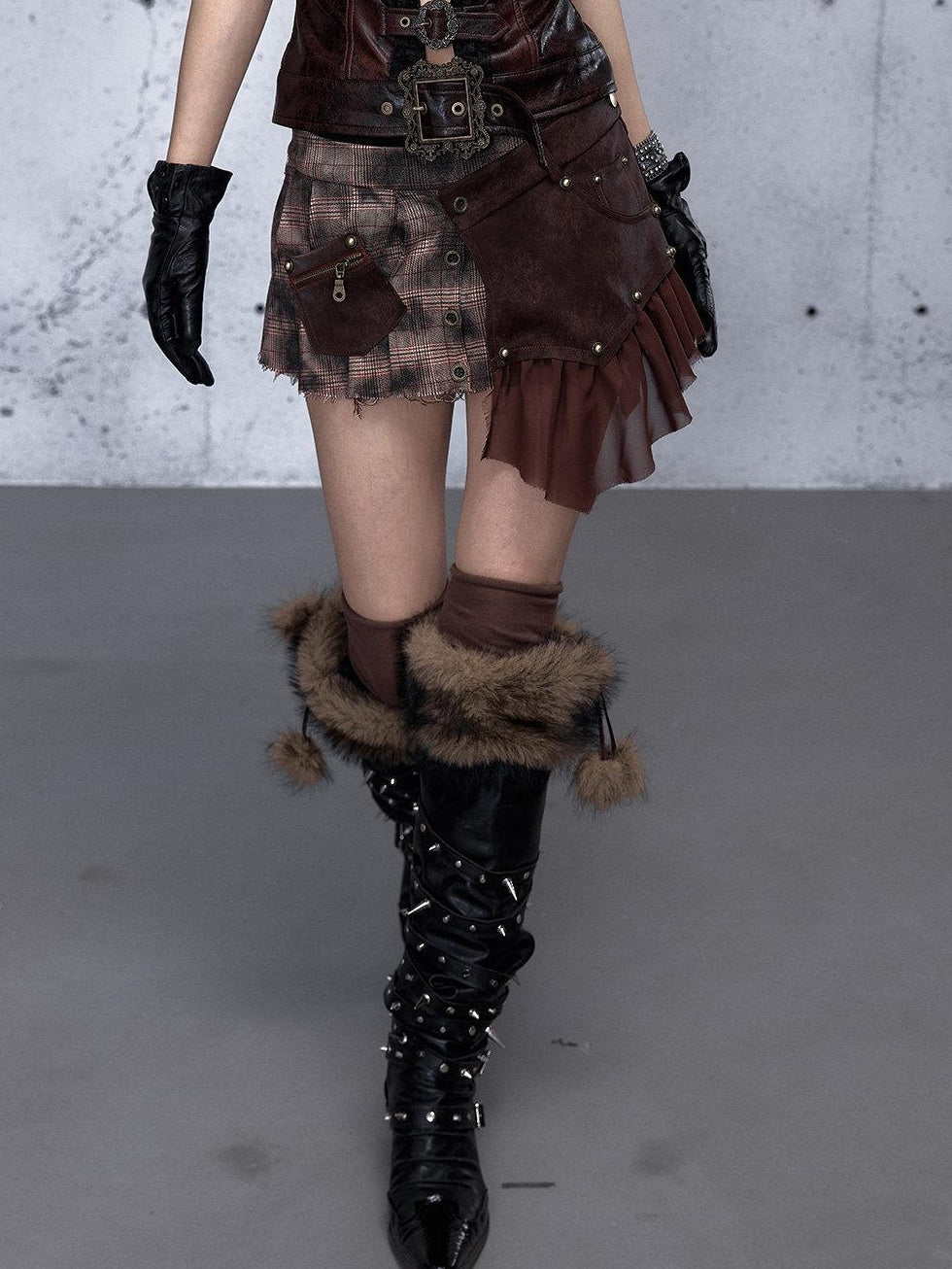 NO ROMANCE Detachable Punk Pleated Low Waist Casual Citywalk Women Patchwork Mini Skirts