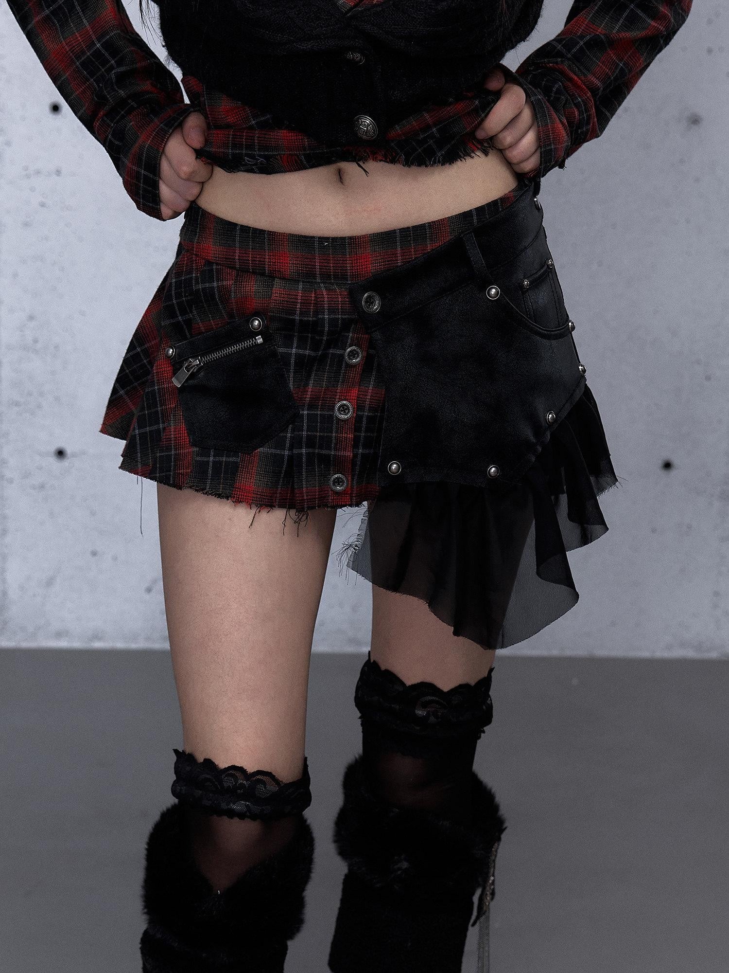 NO ROMANCE Detachable Punk Pleated Low Waist Casual Citywalk Women Patchwork Mini Skirts