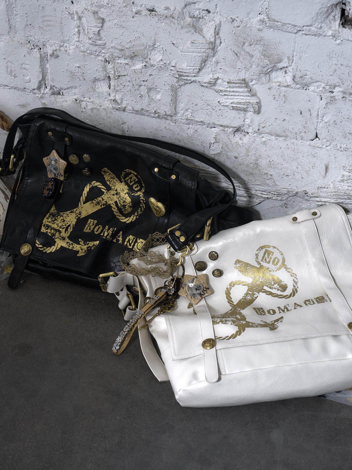 NO ROMANCE Durable Pvc Semi Rigid Shoulder Crossbody Black White Cross Body Bags