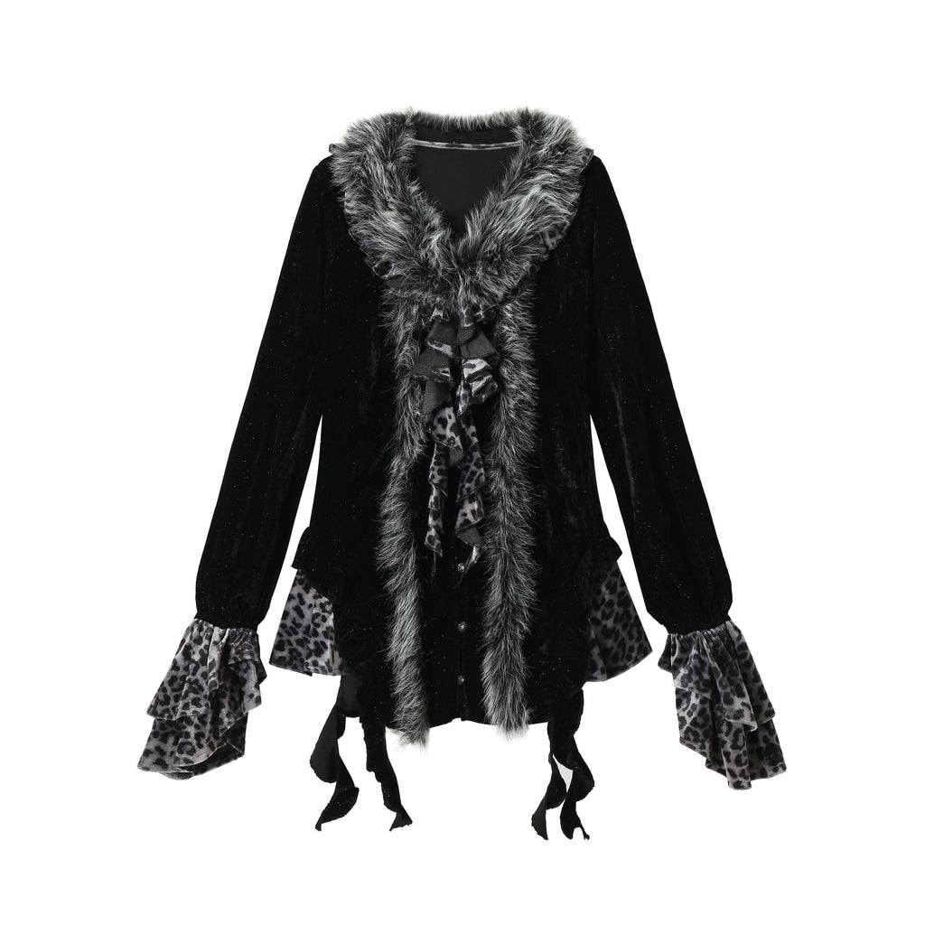 NO_ROMANCE_Edgy_Punk_Slim_Fit_Faux_Fur_Collar_V-neck_Long_Sleeve_Leopard_Print_Blouses_MISSTT