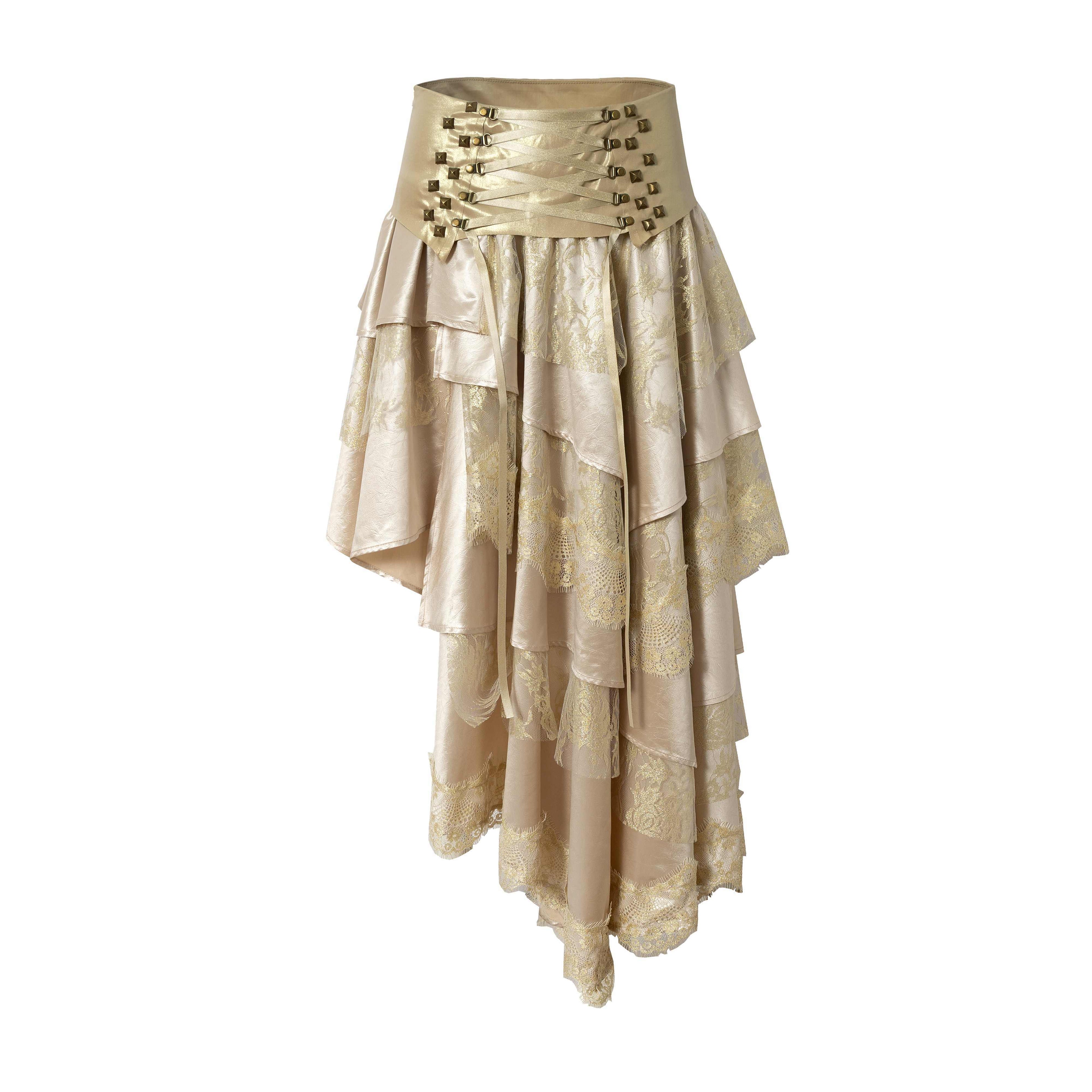 NO_ROMANCE_Elegant_Lace_Asymmetric_Tie_Patchwork_Mid_Waist_For_Women_Midi_Skirts_MISSTT