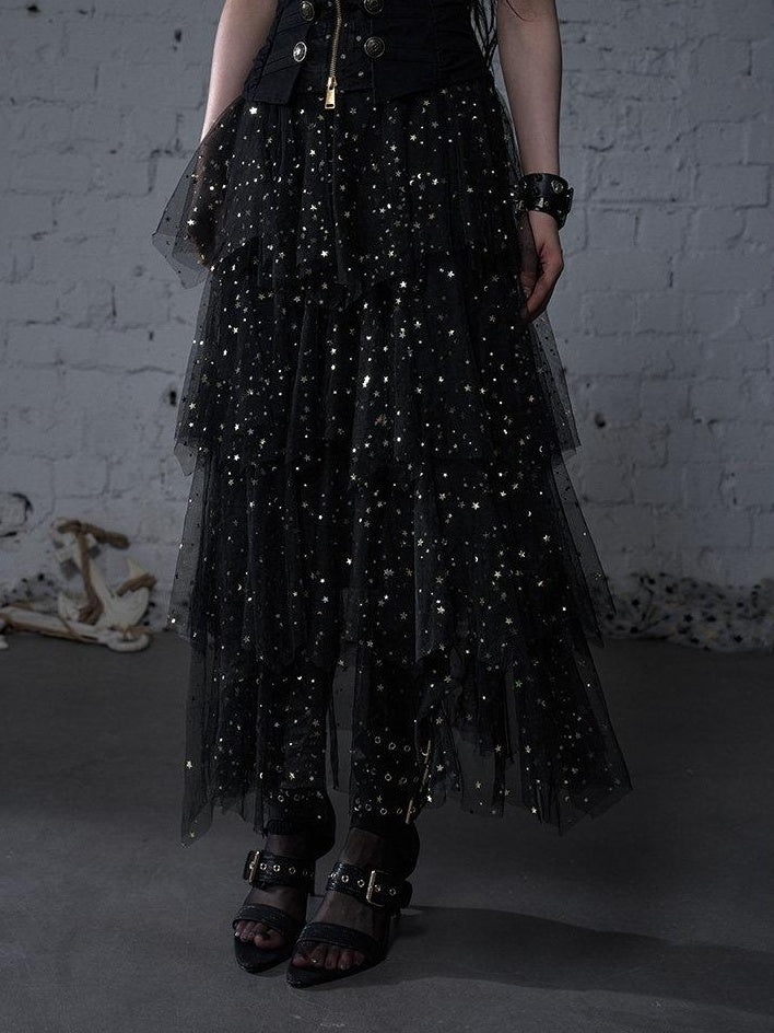 NO ROMANCE Elegant Tiered Cake A Line Mid Waist Travel Casual Young Women Maxi Skirts