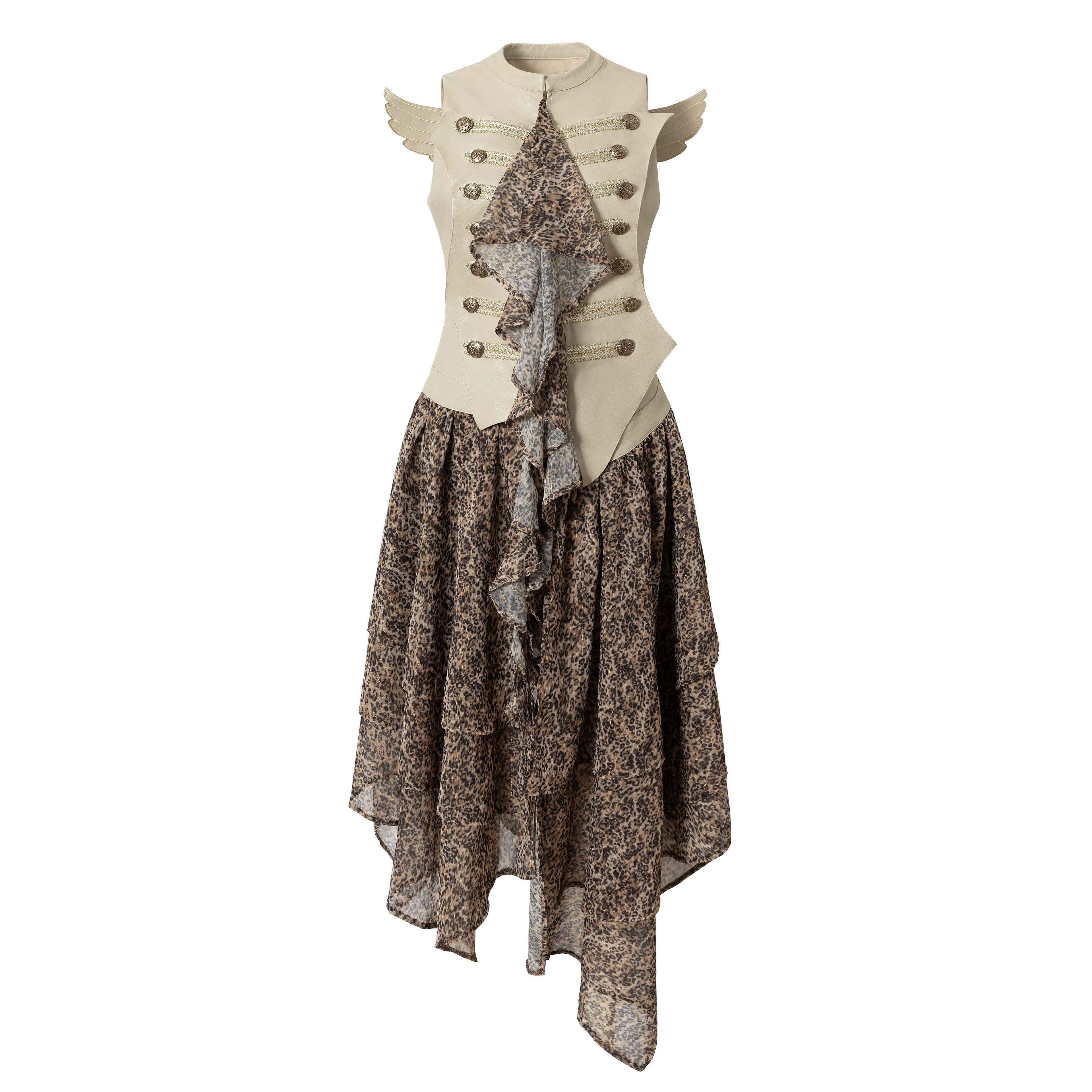NO_ROMANCE_Embroidered_Leopard_A_Line_Stand_Collar_Slim_Women_Party_Casual_Midi_Dresses_MISSTT