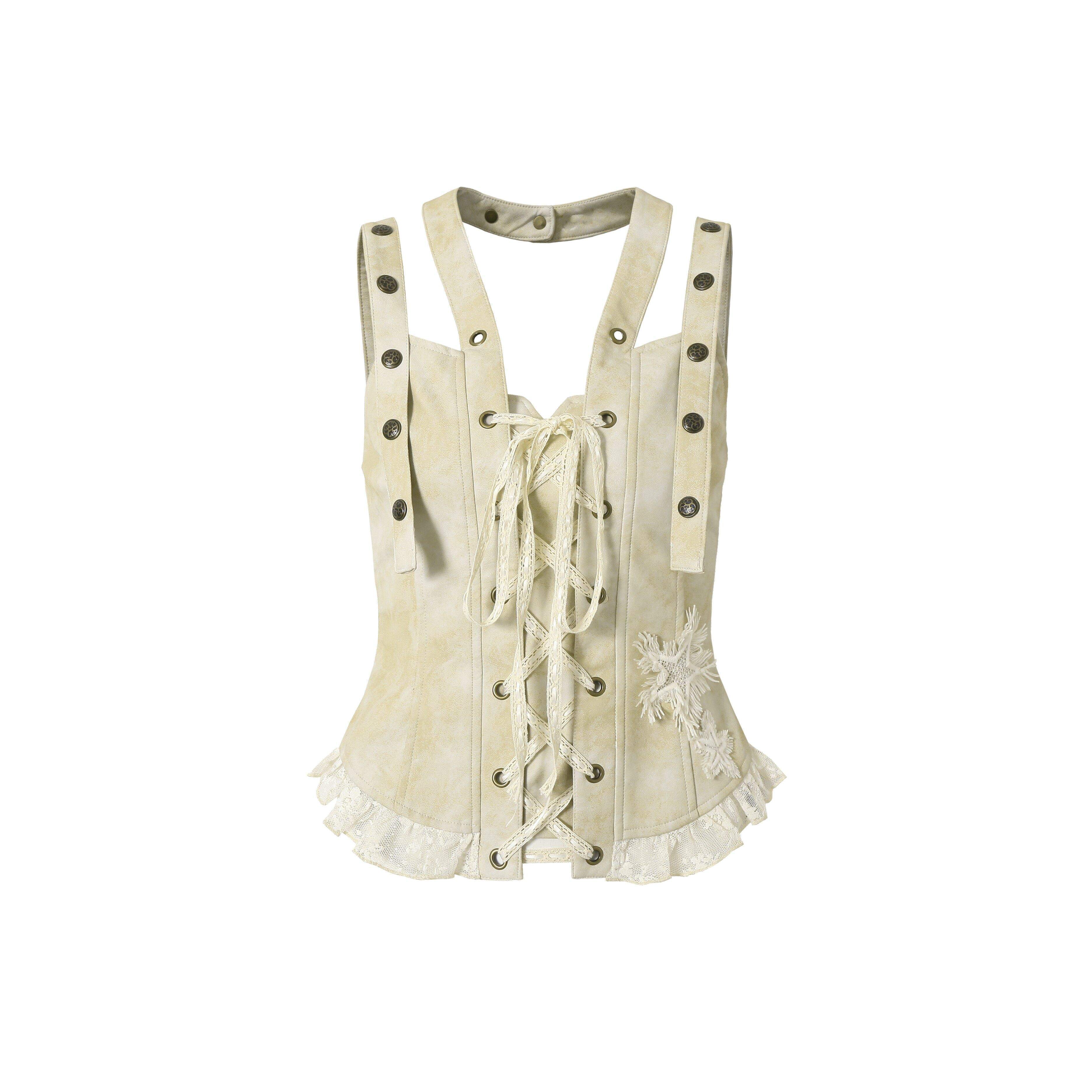 NO_ROMANCE_Faux_Pu_Minimalist_Slim_Fit_Original_Design_Almond_Beige_Tank_Tops_MISSTT