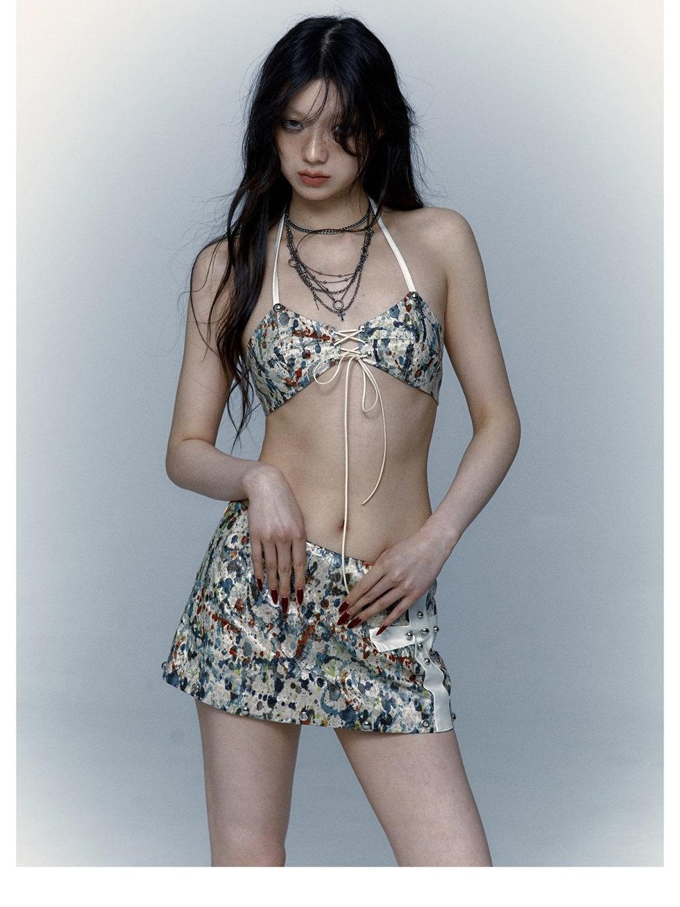 NO ROMANCE Floral Patchwork Vintage Low Rise Polyester Swimwear Two Piece Bikinis