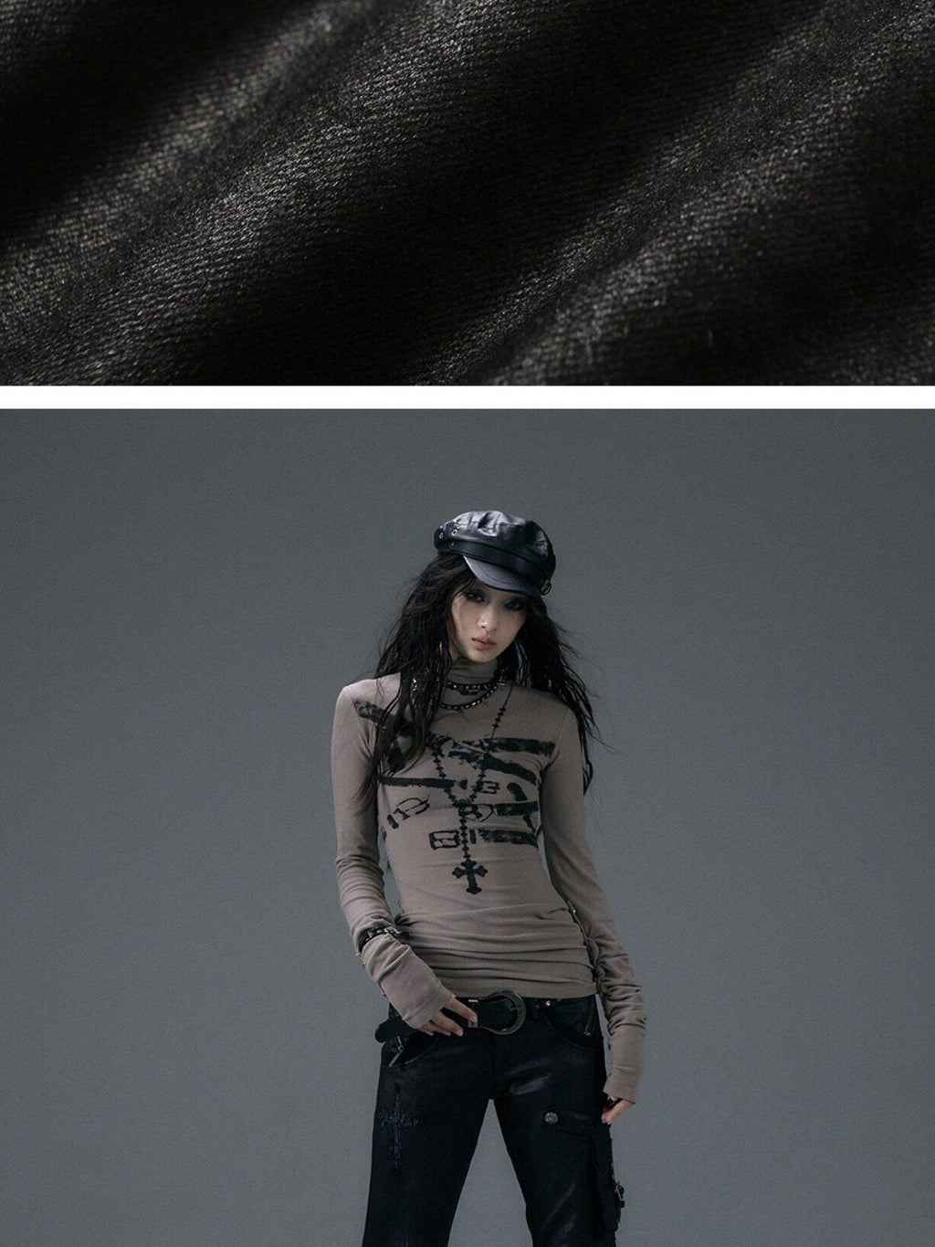 NO ROMANCE Hand Distressed Pocket Cargo Punk Low Waist Pleated Metallic Black Flare Pants