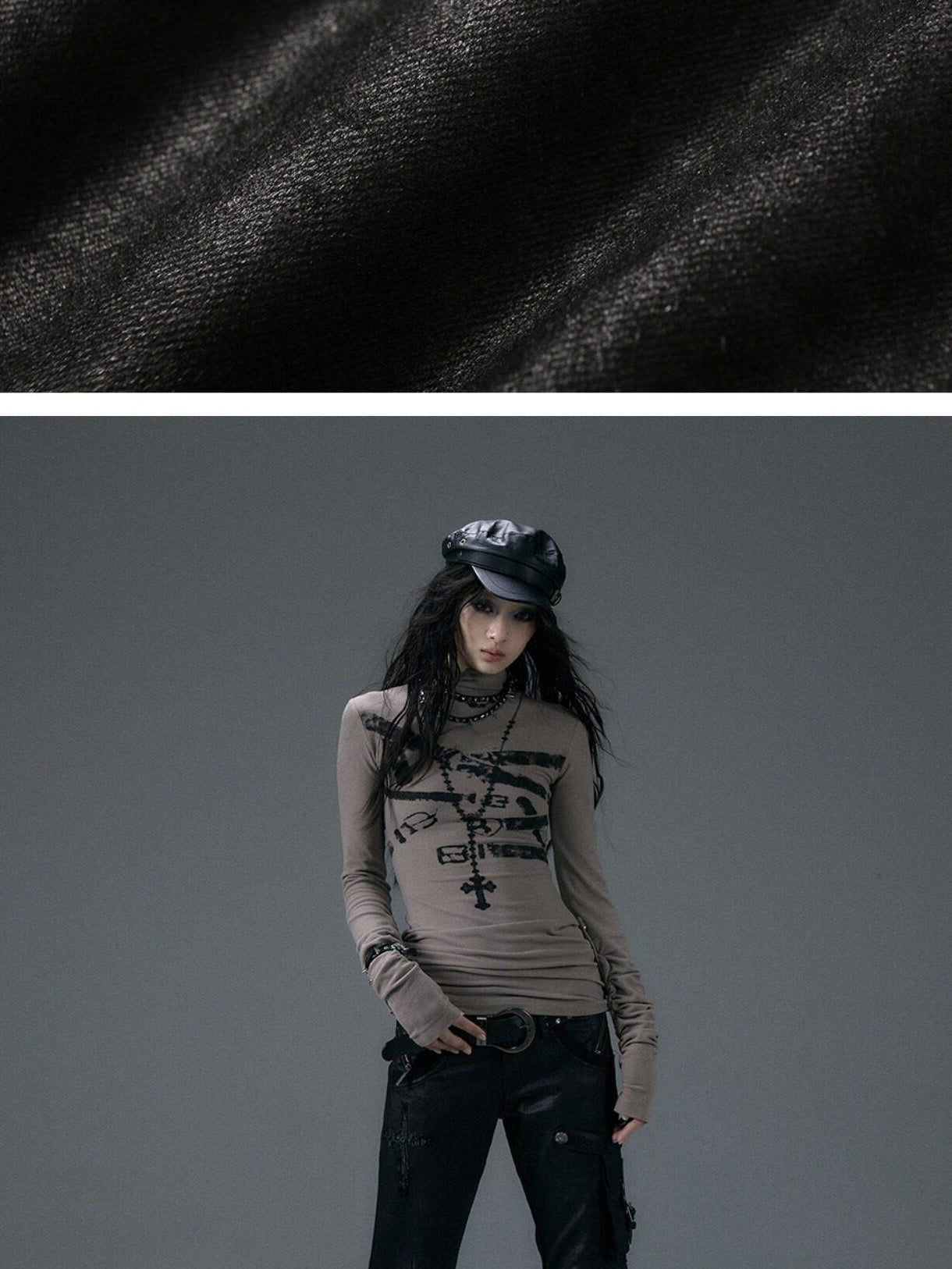 NO ROMANCE Hand Distressed Pocket Cargo Punk Low Waist Pleated Metallic Black Flare Pants