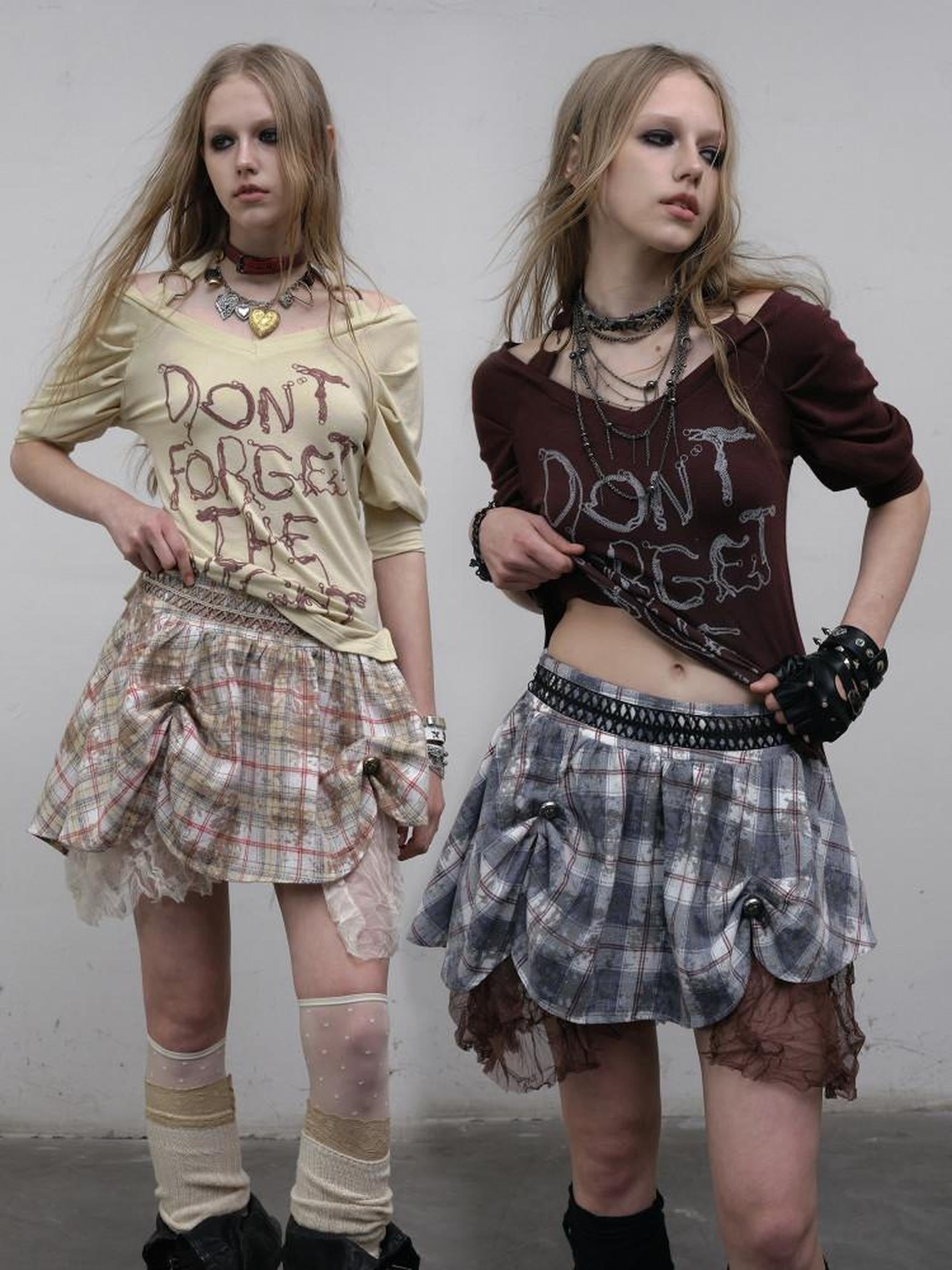 NO ROMANCE High Waist Vintage Pleated A Line Loose Fit Young Women Plaid Check Mini Skirts