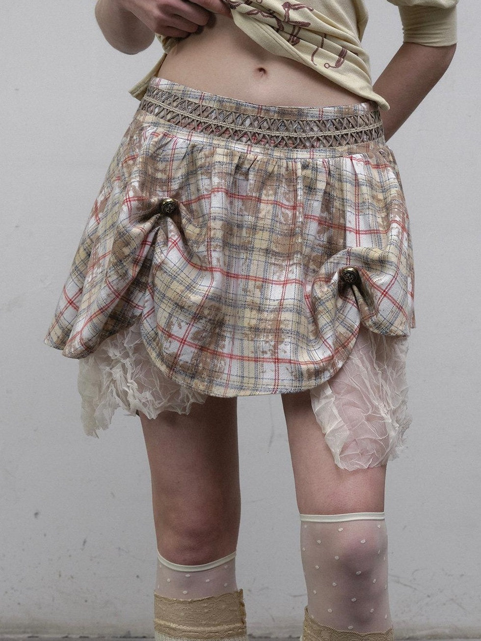 NO ROMANCE High Waist Vintage Pleated A Line Loose Fit Young Women Plaid Check Mini Skirts