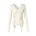 NO_ROMANCE_Lace_Trim_Hooded_Punk_Slim_Fit_Women_V-neck_Stretch_Pullover_Long_Sleeve_T-Shirts_MISSTT