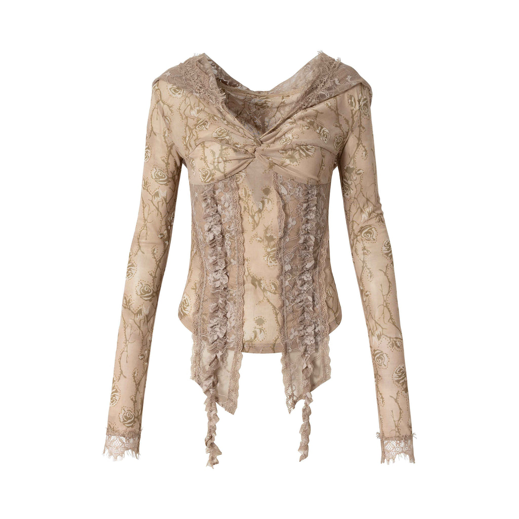 NO_ROMANCE_Lace_Trim_Hooded_Punk_Slim_Fit_Women_V-neck_Stretch_Pullover_Long_Sleeve_T-Shirts_MISSTT