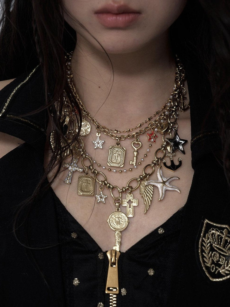 NO ROMANCE Layered Statement Original Design Mixed Metal Waist Body Chain Women Necklaces