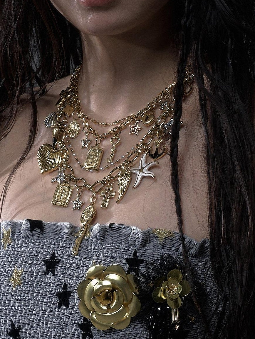 NO ROMANCE Layered Statement Original Design Mixed Metal Waist Body Chain Women Necklaces