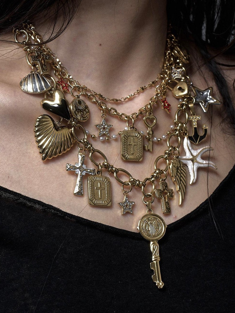 NO ROMANCE Layered Statement Original Design Mixed Metal Waist Body Chain Women Necklaces