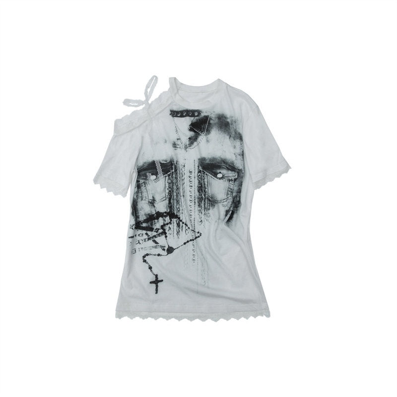NO_ROMANCE_Light_Lace_Patchwork_Printed_Oversized_Urban_Black_Cotton_Short_Sleeve_T-Shirts_MISSTT