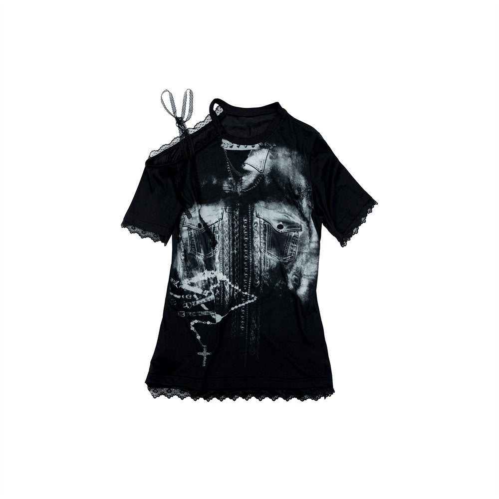 NO_ROMANCE_Light_Lace_Patchwork_Printed_Oversized_Urban_Black_Cotton_Short_Sleeve_T-Shirts_MISSTT