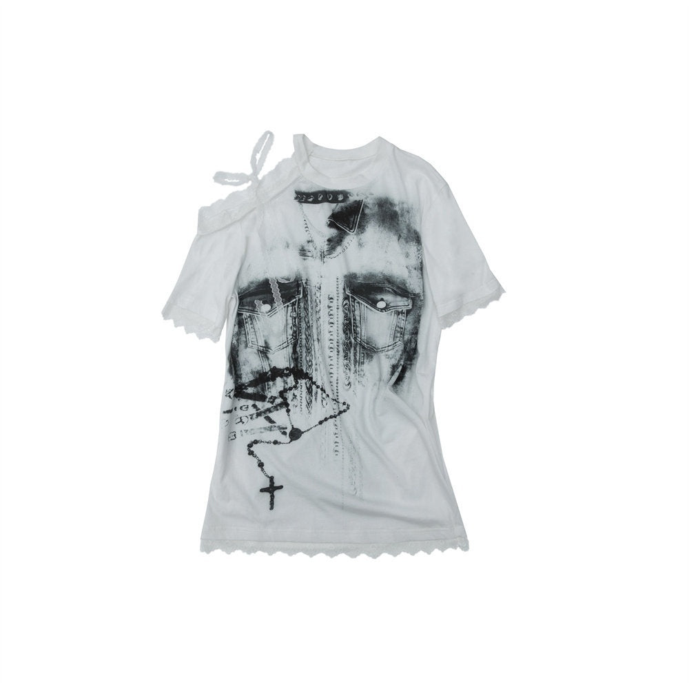 NO_ROMANCE_Light_Lace_Patchwork_Printed_Oversized_Urban_Black_Cotton_Short_Sleeve_T-Shirts_MISSTT