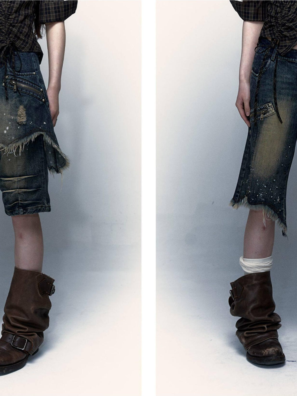 NO ROMANCE Lightweight Distressed Low Rise Relaxed Straight Women Casual Denim Shorts