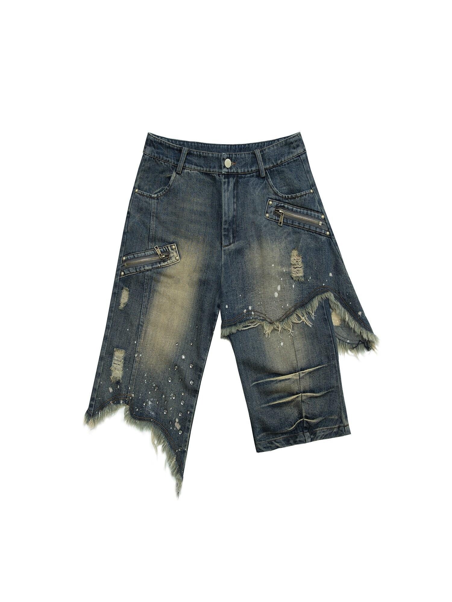 NO ROMANCE Lightweight Distressed Low Rise Relaxed Straight Women Casual Denim Shorts