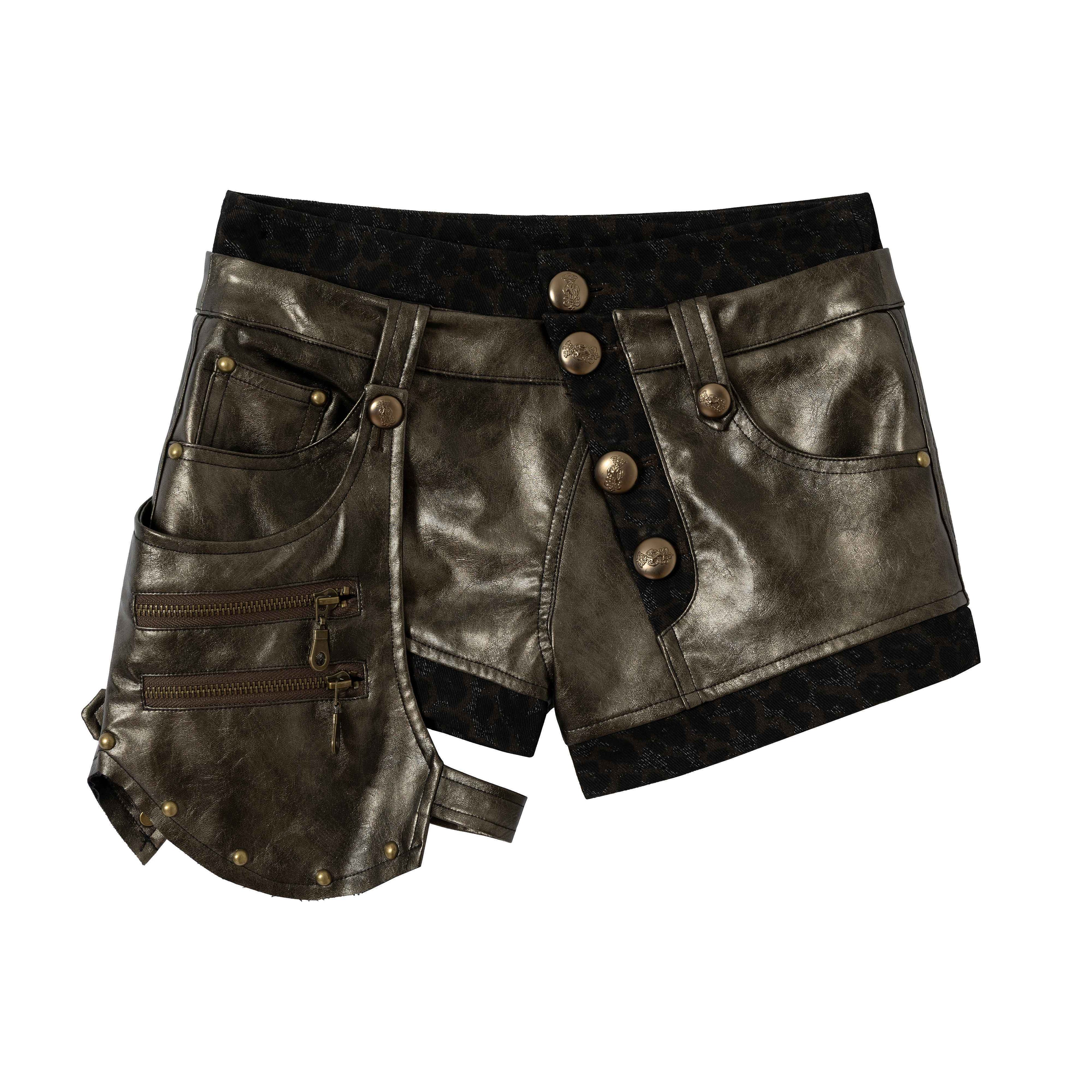 NO_ROMANCE_Low_Rise_Button_Fly_Vintage_Slim_Fit_Women_Ash_Blue_Black_Short_Trousers_MISSTT
