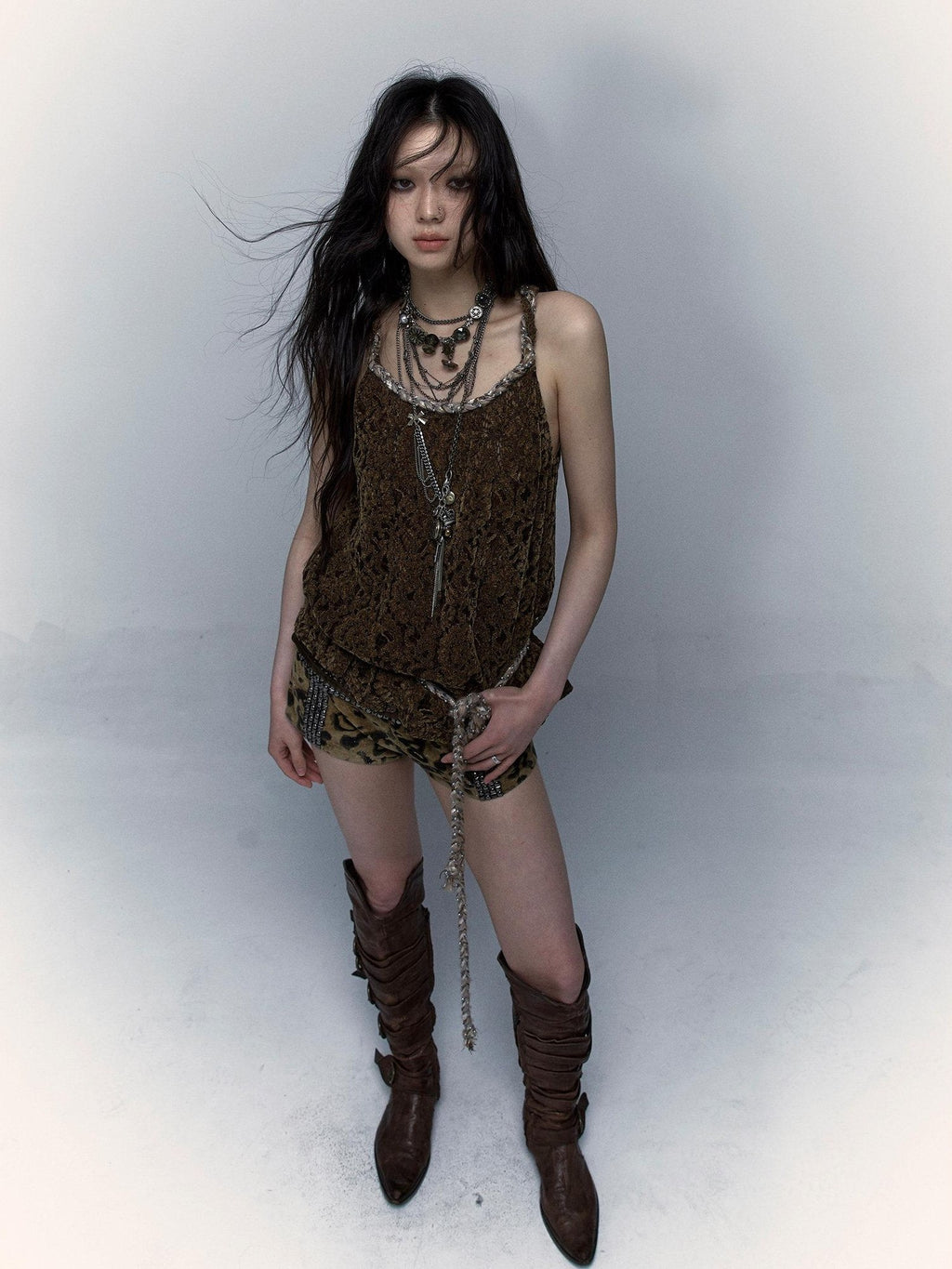 NO ROMANCE Original Design Strappy Unpadded Brown One Size Jute Rope Belt Camisoles