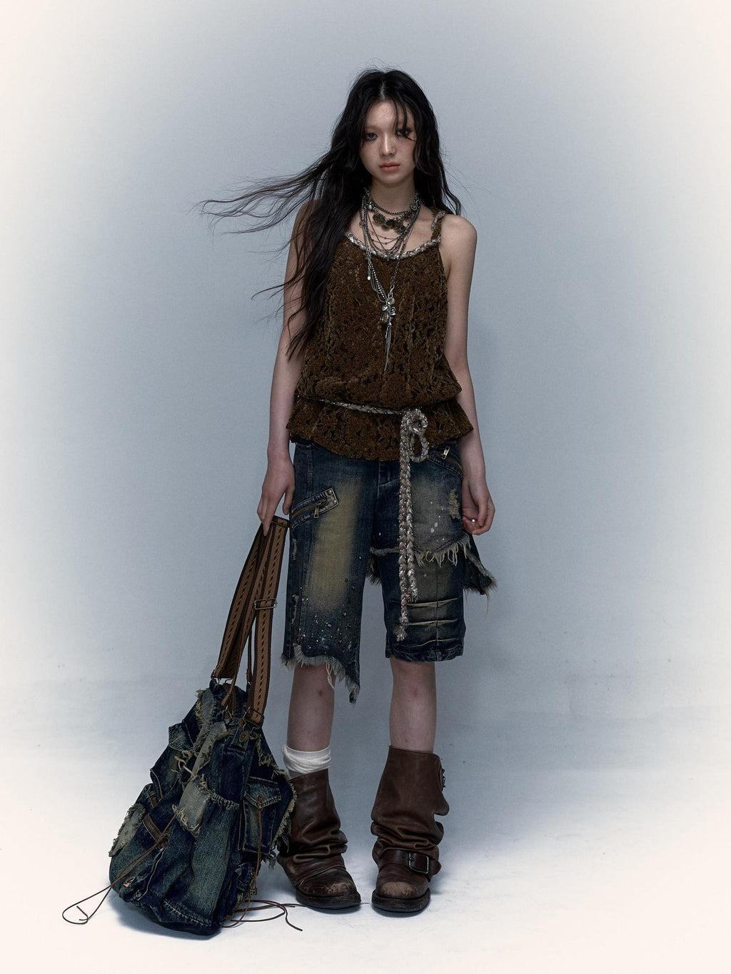 NO ROMANCE Original Design Strappy Unpadded Brown One Size Jute Rope Belt Camisoles