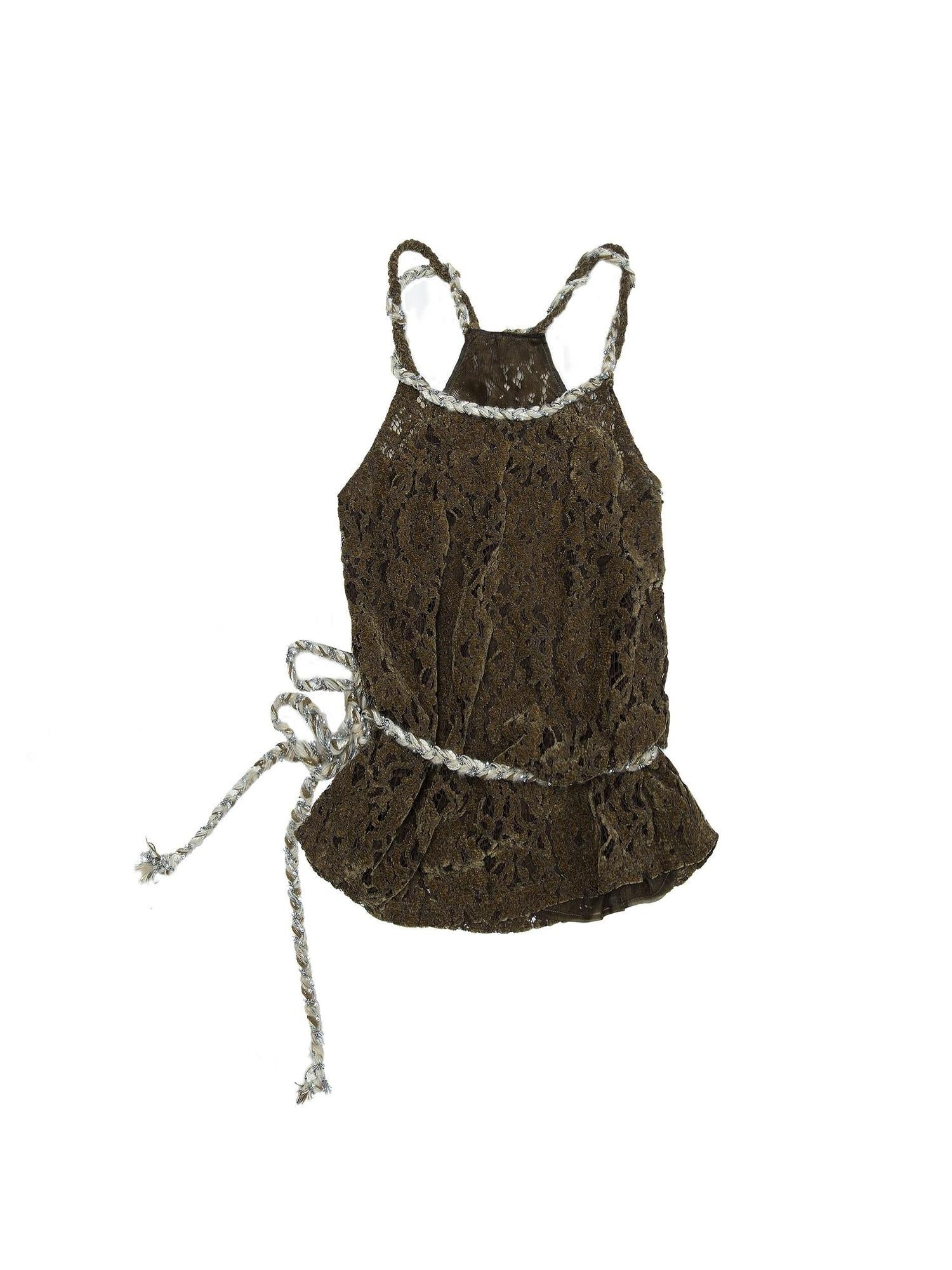 NO ROMANCE Original Design Strappy Unpadded Brown One Size Jute Rope Belt Camisoles