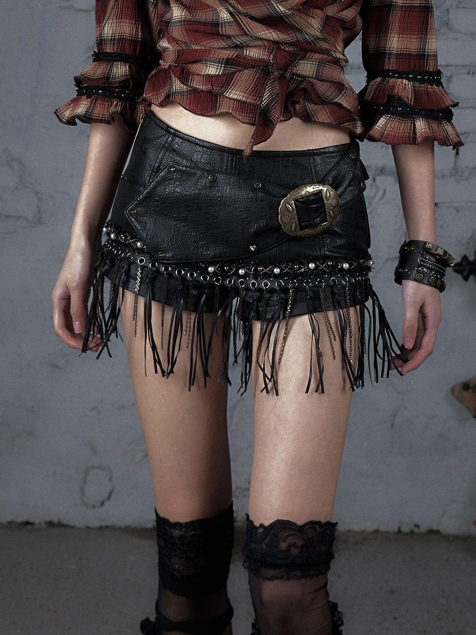 NO ROMANCE Original Low Waist Slim Fit Patchwork Black Teen Girl Casual Chic Short Trousers