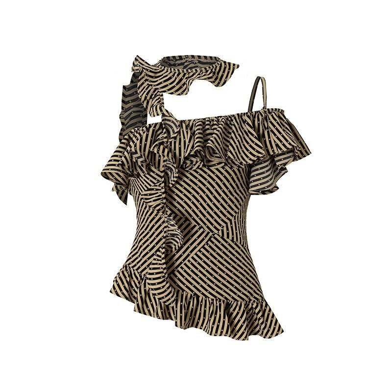 NO_ROMANCE_Original_Slim_Fit_Striped_Khaki_Lightweight_Unpadded_Women_Polyester_Camisoles_MISSTT