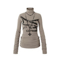 NO_ROMANCE_Punk_Print_High_Neck_Slim_Fit_Women_Khaki_Gray_Cotton_Blend_Long_Sleeve_T-Shirts_MISSTT