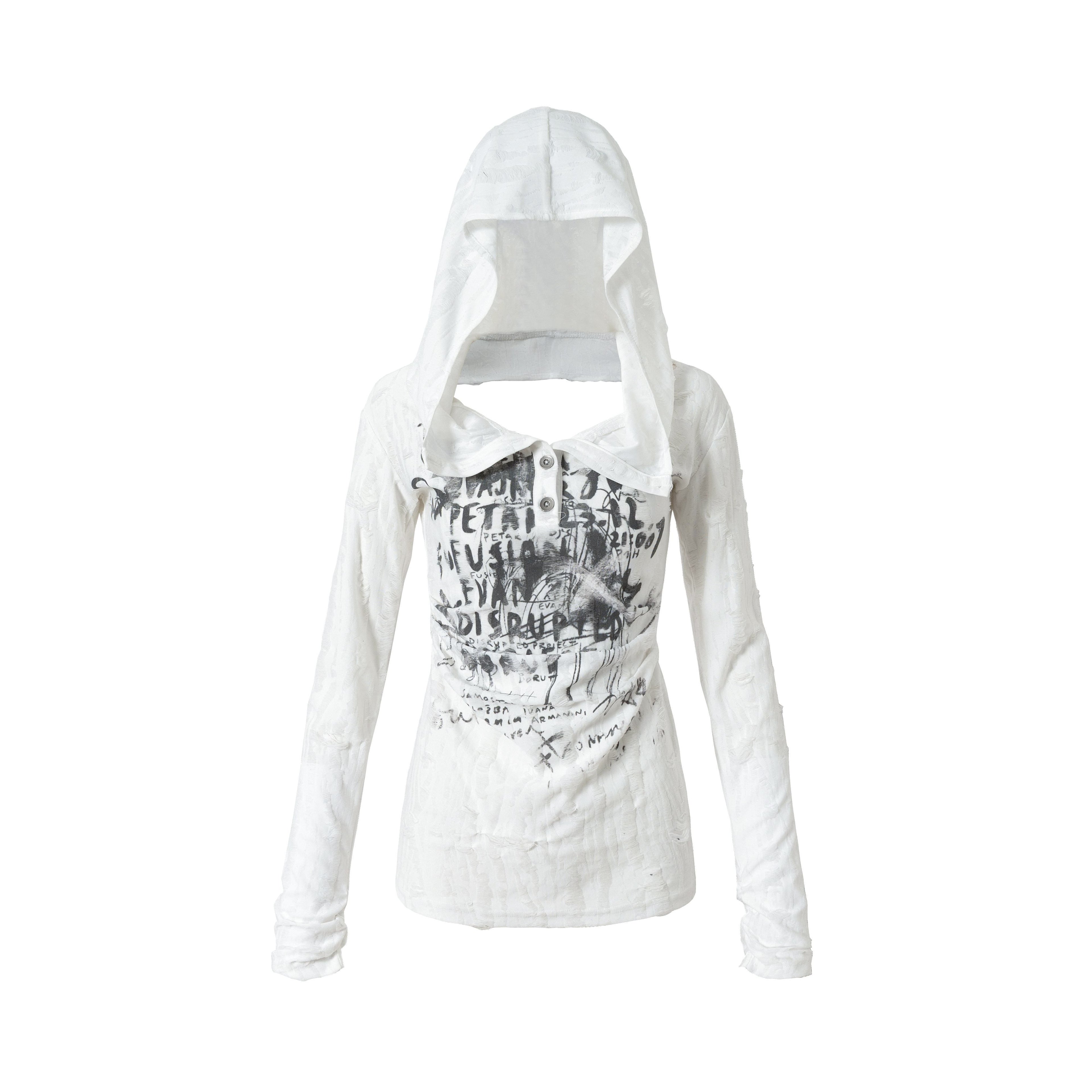NO_ROMANCE_Punk_Printed_Slim_Fit_Hooded_For_Women_Dark_Gray_Long_Sleeve_T-Shirts_MISSTT